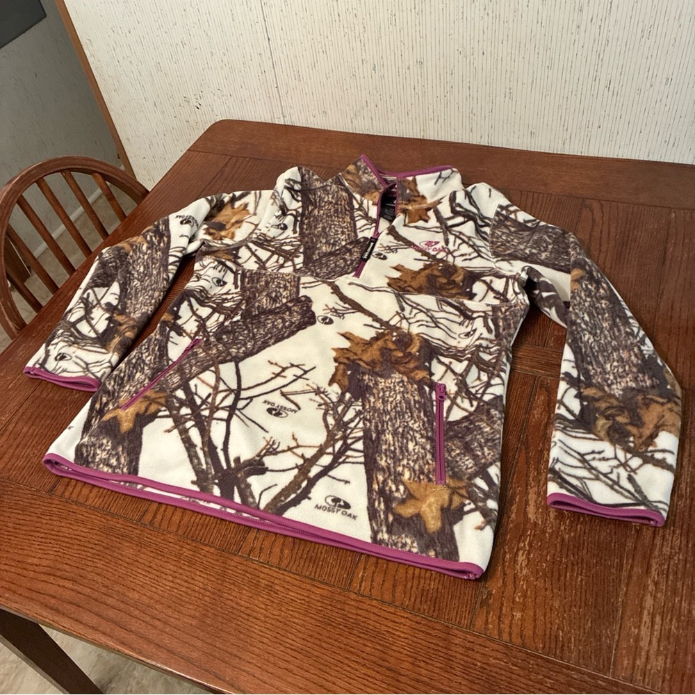 Mossy Oak Jacket Women’s XL Winter Micro Fleece Camo Pull Over 1/4 Zip